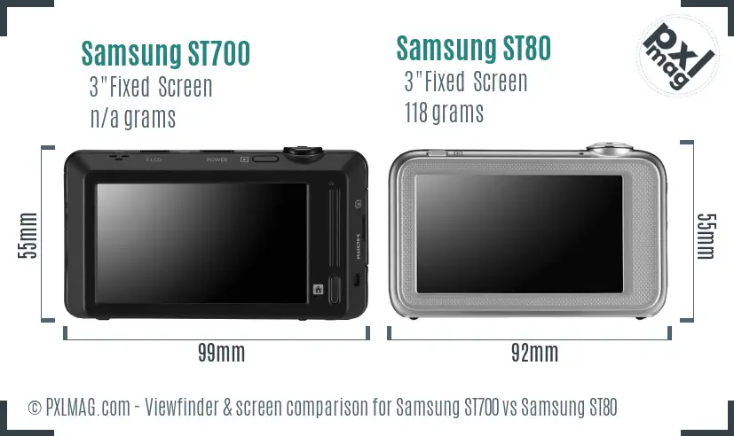 Samsung ST700 vs Samsung ST80 Screen and Viewfinder comparison