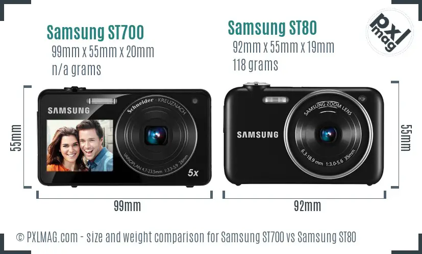 Samsung ST700 vs Samsung ST80 size comparison