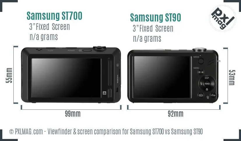 Samsung ST700 vs Samsung ST90 Screen and Viewfinder comparison