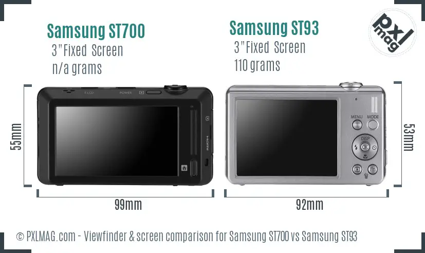 Samsung ST700 vs Samsung ST93 Screen and Viewfinder comparison