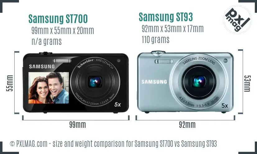 Samsung ST700 vs Samsung ST93 size comparison