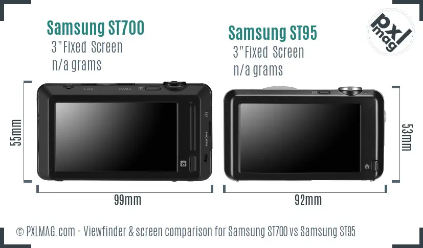 Samsung ST700 vs Samsung ST95 Screen and Viewfinder comparison