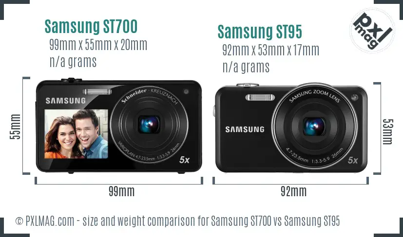 Samsung ST700 vs Samsung ST95 size comparison