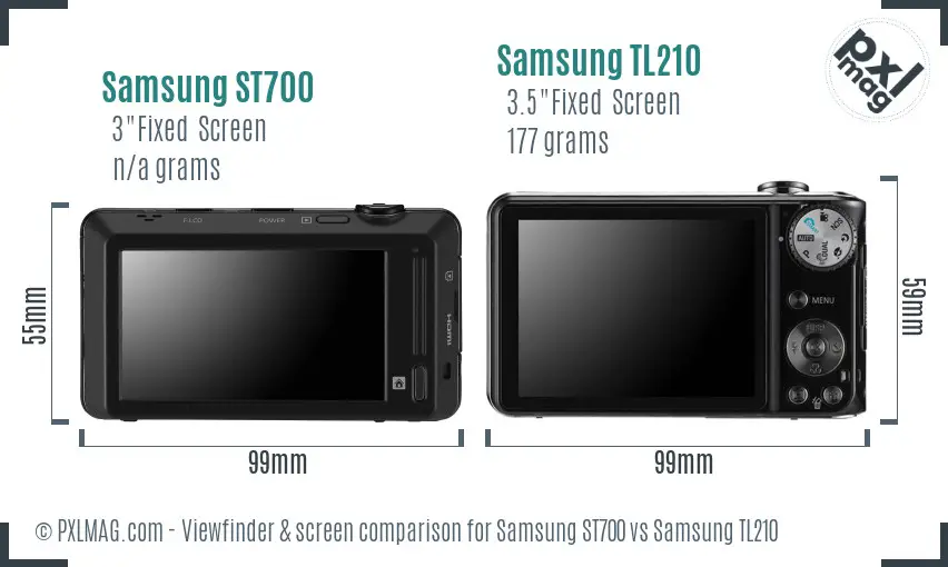 Samsung ST700 vs Samsung TL210 Screen and Viewfinder comparison