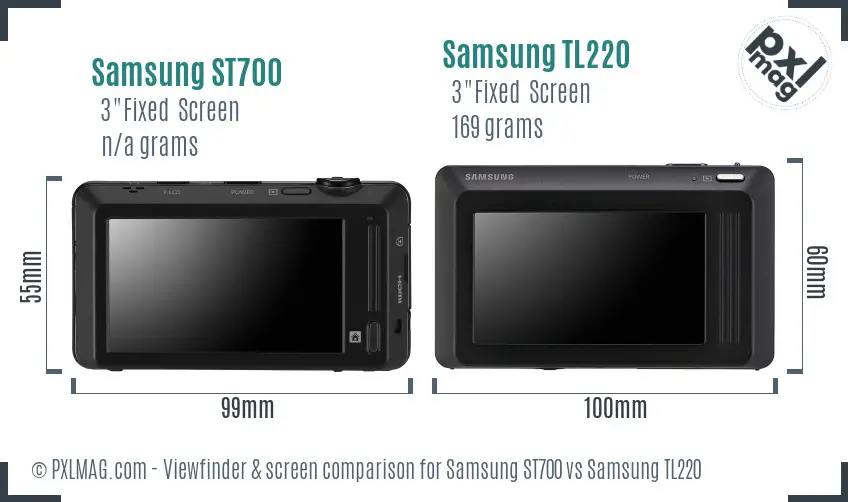 Samsung ST700 vs Samsung TL220 Screen and Viewfinder comparison