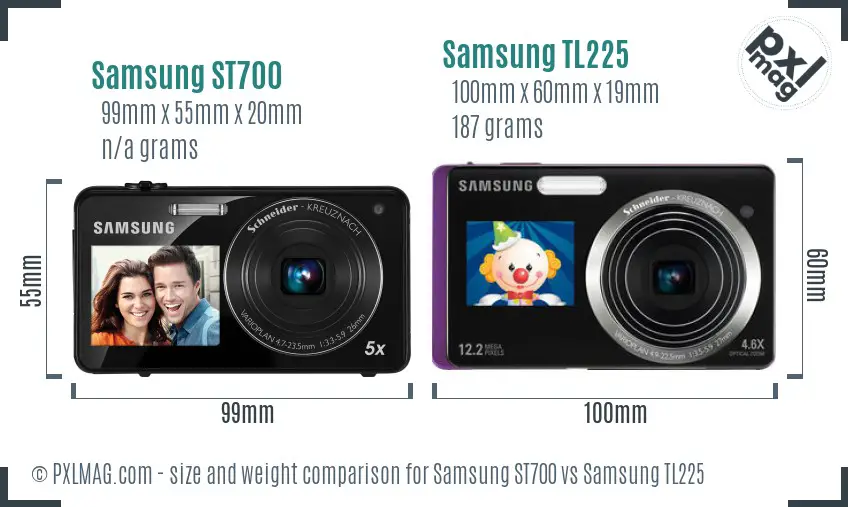 Samsung ST700 vs Samsung TL225 size comparison