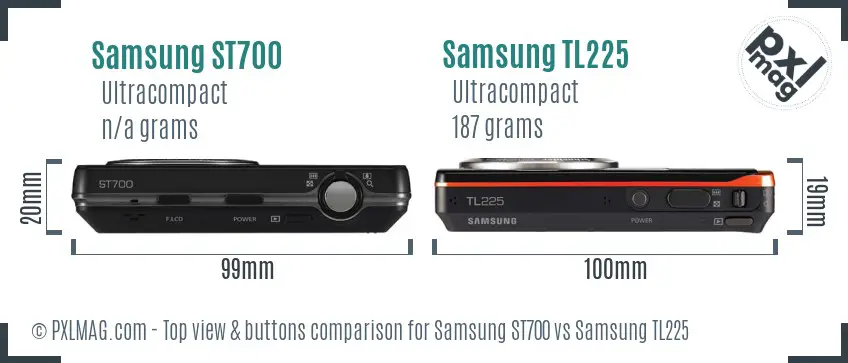 Samsung ST700 vs Samsung TL225 top view buttons comparison