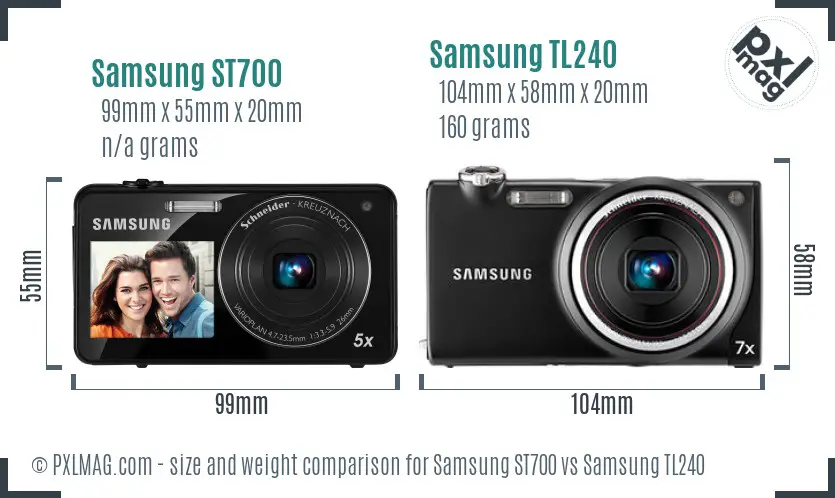 Samsung ST700 vs Samsung TL240 size comparison