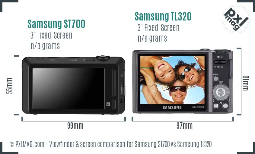 Samsung ST700 vs Samsung TL320 Screen and Viewfinder comparison