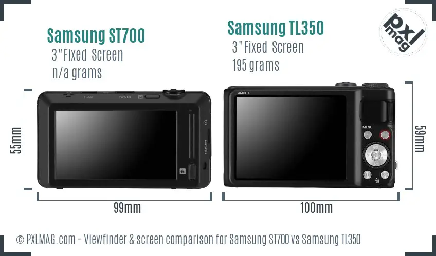 Samsung ST700 vs Samsung TL350 Screen and Viewfinder comparison