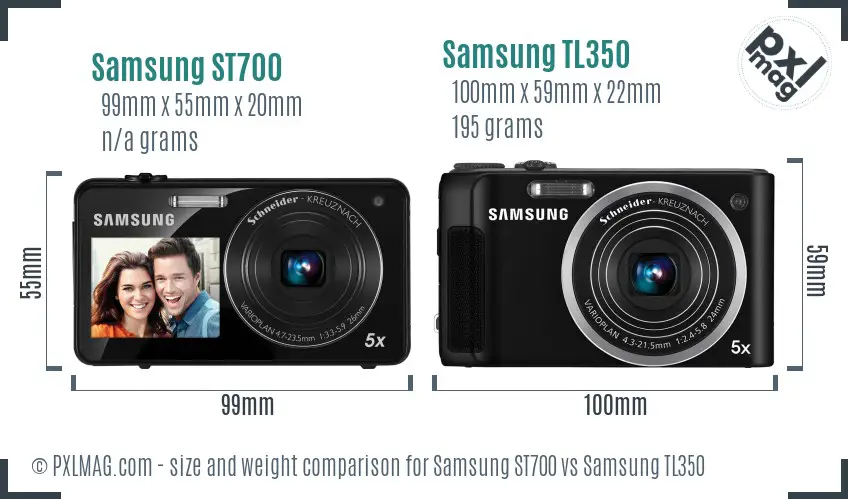 Samsung ST700 vs Samsung TL350 size comparison