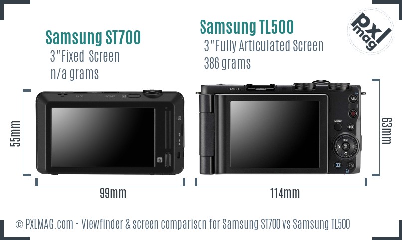 Samsung ST700 vs Samsung TL500 Screen and Viewfinder comparison