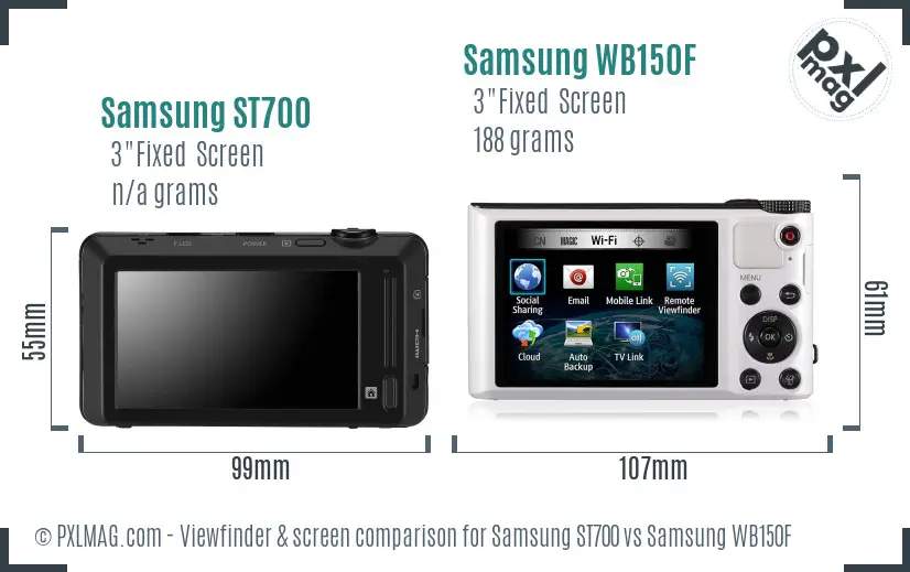 Samsung ST700 vs Samsung WB150F Screen and Viewfinder comparison