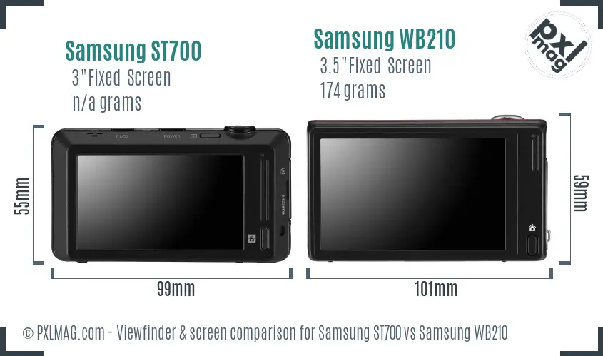 Samsung ST700 vs Samsung WB210 Screen and Viewfinder comparison