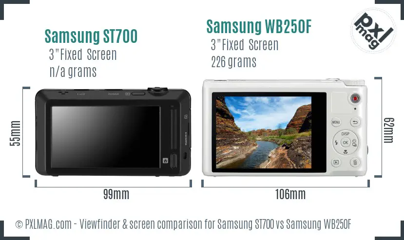Samsung ST700 vs Samsung WB250F Screen and Viewfinder comparison Samsung ST700 vs Samsung WB250F Screen and Viewfinder comparison