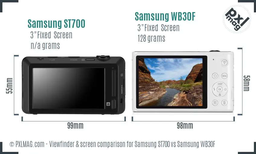 Samsung ST700 vs Samsung WB30F Screen and Viewfinder comparison