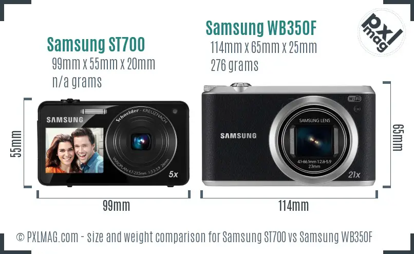 Samsung ST700 vs Samsung WB350F size comparison
