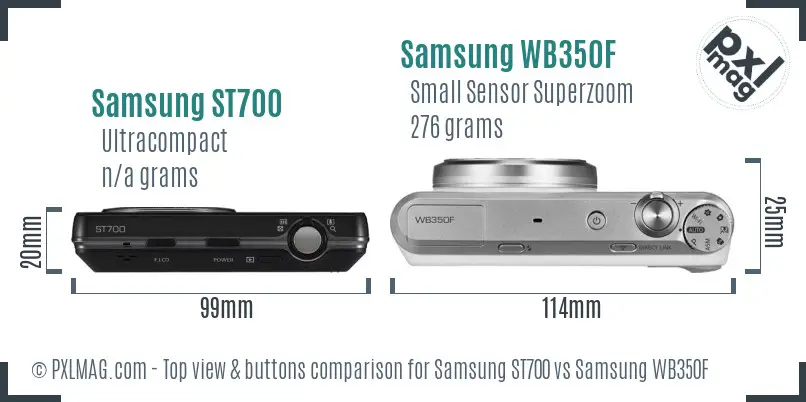 Samsung ST700 vs Samsung WB350F top view buttons comparison