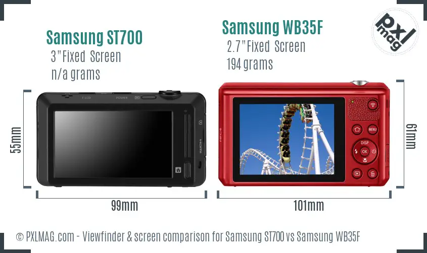 Samsung ST700 vs Samsung WB35F Screen and Viewfinder comparison