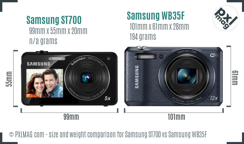 Samsung ST700 vs Samsung WB35F size comparison