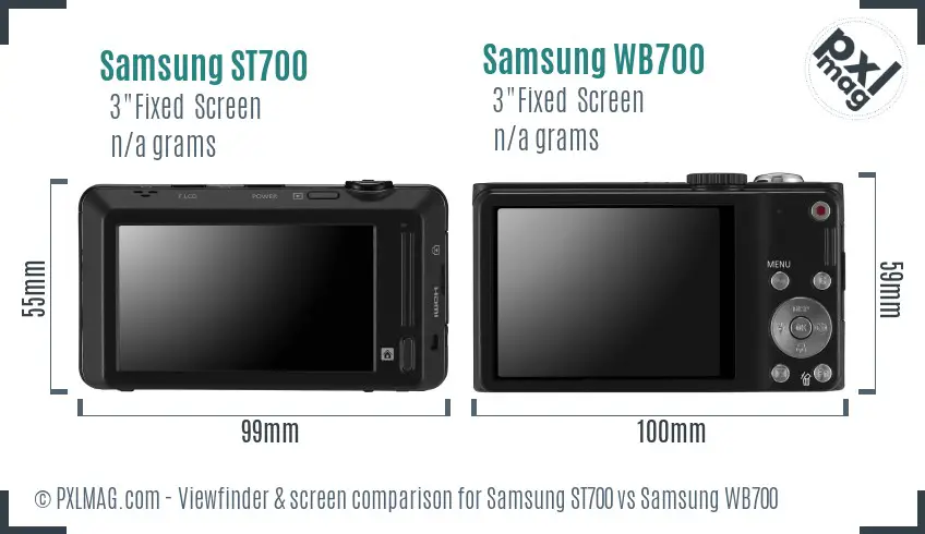 Samsung ST700 vs Samsung WB700 Screen and Viewfinder comparison