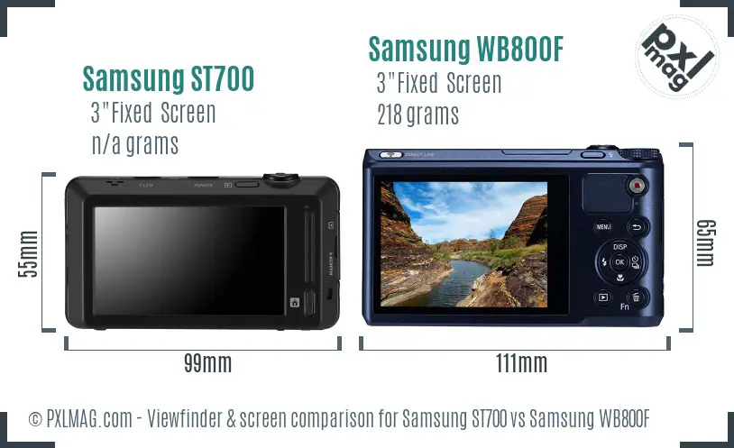 Samsung ST700 vs Samsung WB800F Screen and Viewfinder comparison