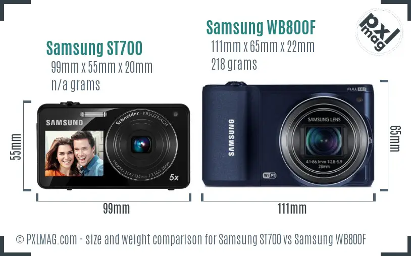 Samsung ST700 vs Samsung WB800F size comparison