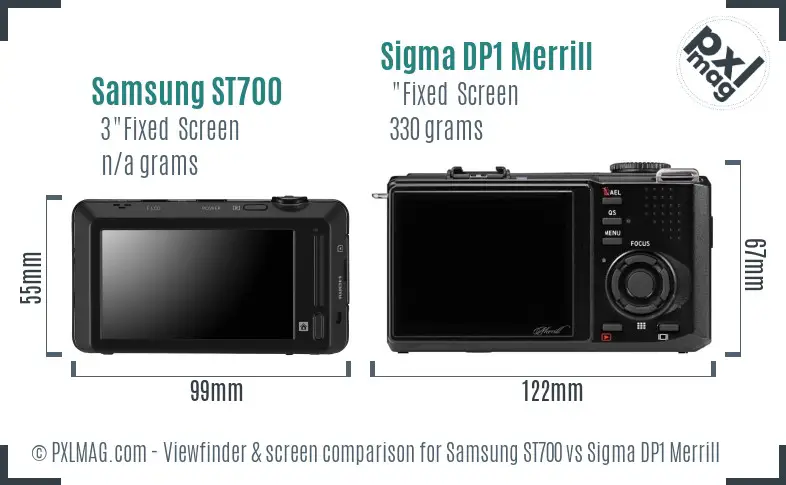 Samsung ST700 vs Sigma DP1 Merrill Screen and Viewfinder comparison