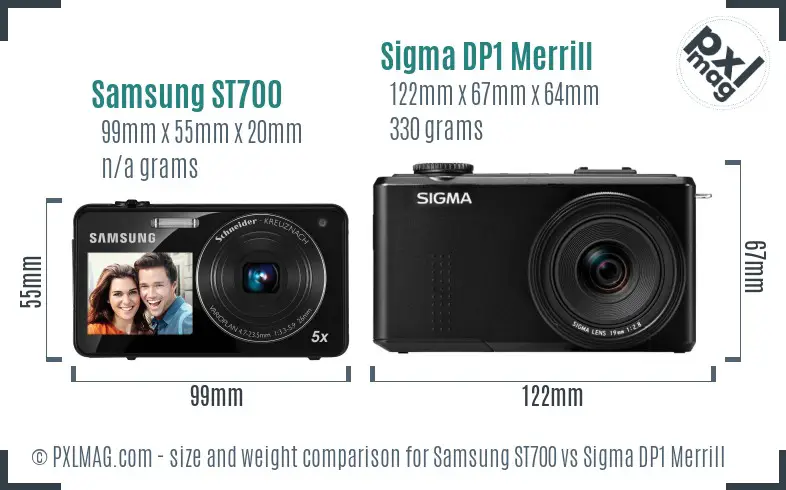 Samsung ST700 vs Sigma DP1 Merrill size comparison