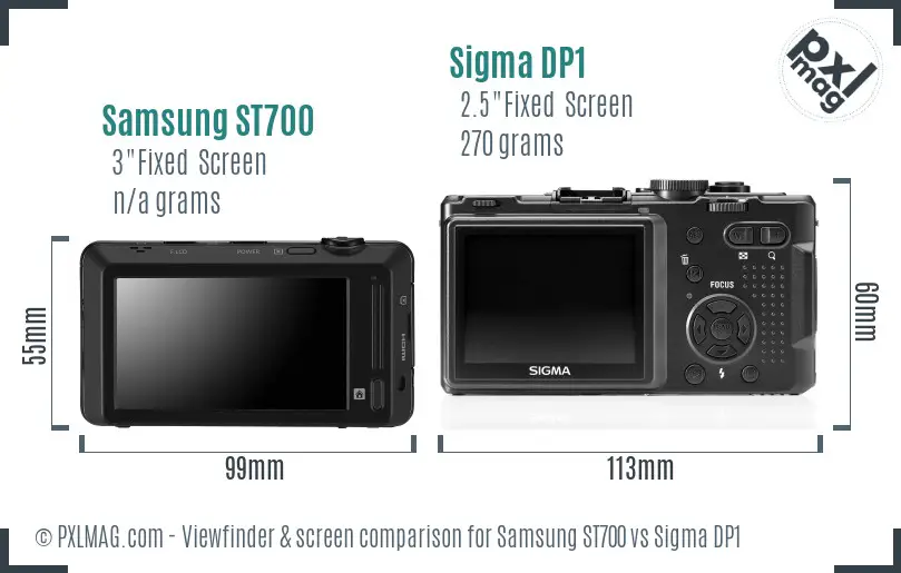Samsung ST700 vs Sigma DP1 Screen and Viewfinder comparison