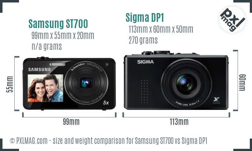 Samsung ST700 vs Sigma DP1 size comparison