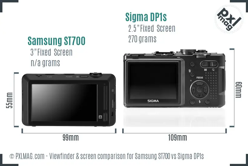 Samsung ST700 vs Sigma DP1s Screen and Viewfinder comparison