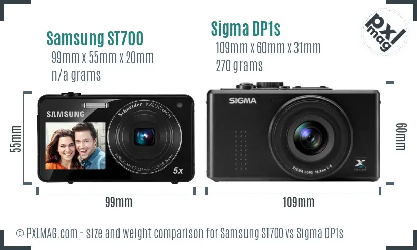 Samsung ST700 vs Sigma DP1s size comparison