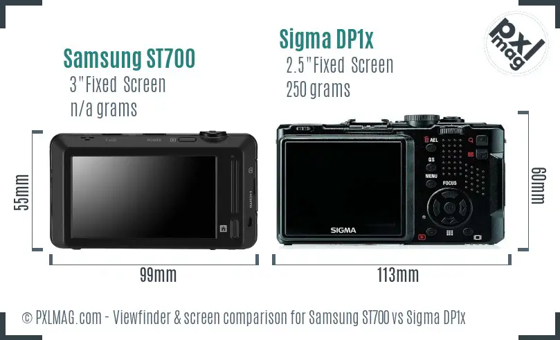 Samsung ST700 vs Sigma DP1x Screen and Viewfinder comparison