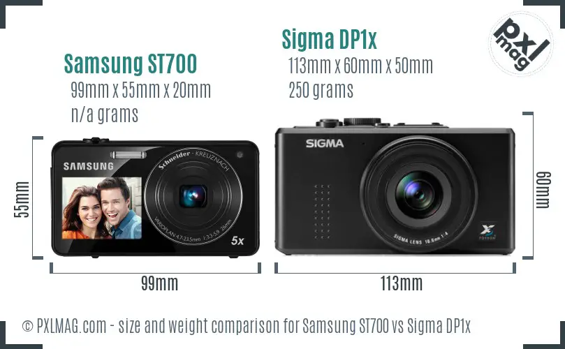 Samsung ST700 vs Sigma DP1x size comparison