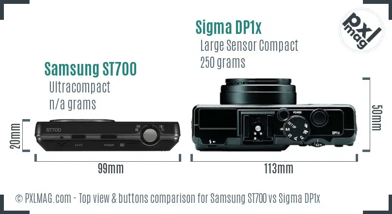 Samsung ST700 vs Sigma DP1x top view buttons comparison