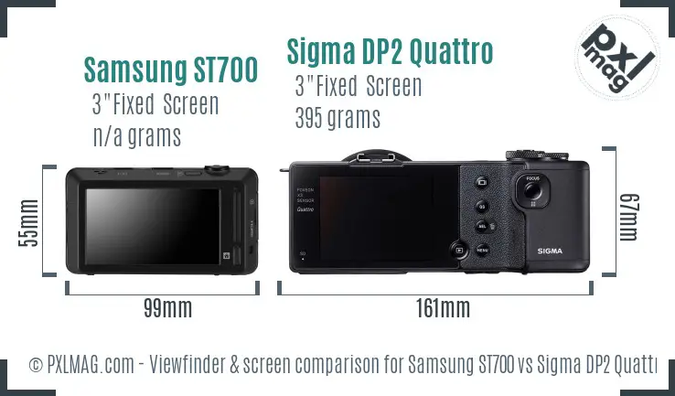Samsung ST700 vs Sigma DP2 Quattro Screen and Viewfinder comparison
