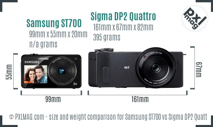 Samsung ST700 vs Sigma DP2 Quattro size comparison