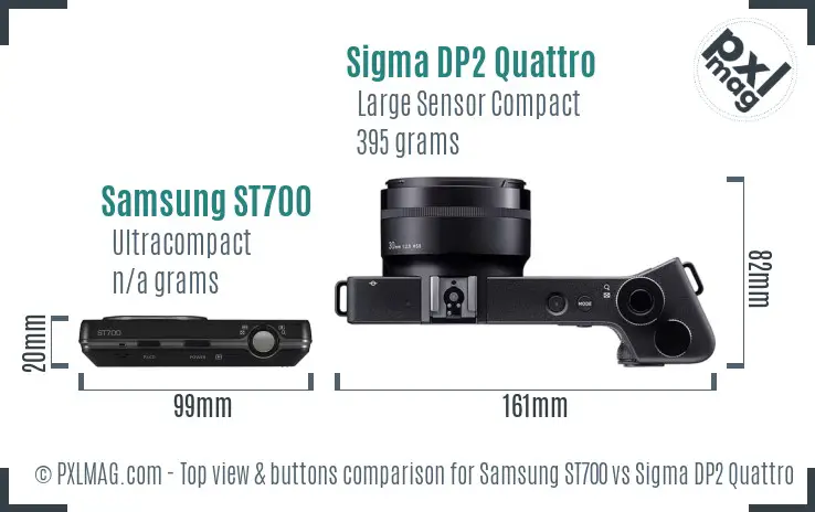 Samsung ST700 vs Sigma DP2 Quattro top view buttons comparison