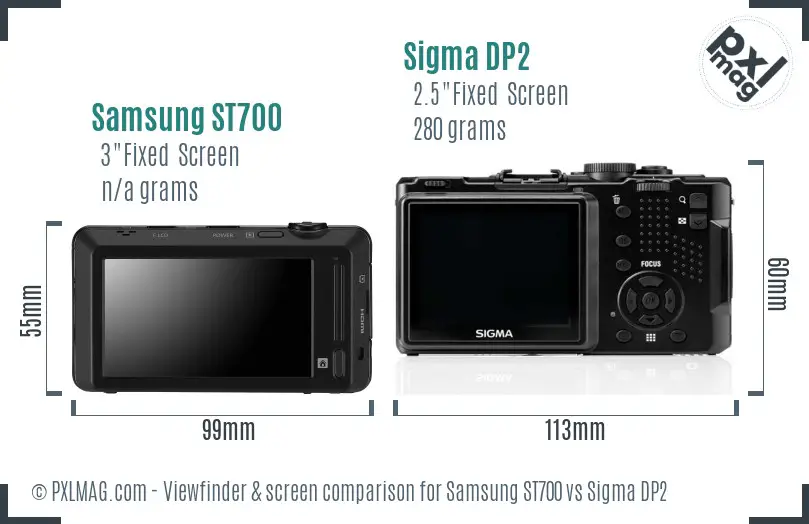Samsung ST700 vs Sigma DP2 Screen and Viewfinder comparison