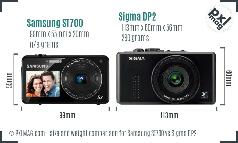 Samsung ST700 vs Sigma DP2 size comparison