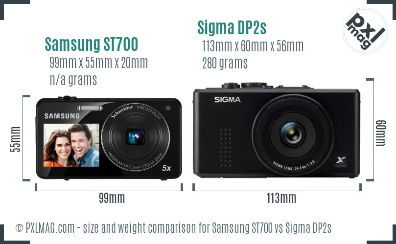 Samsung ST700 vs Sigma DP2s size comparison