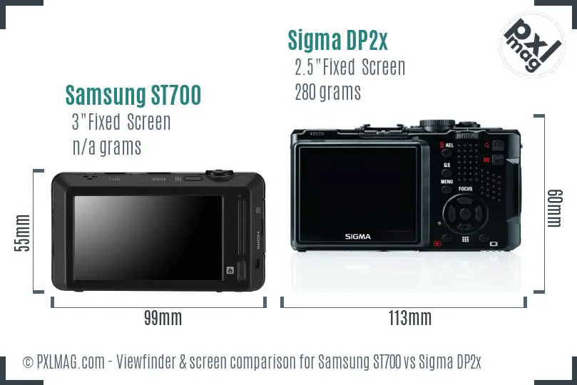 Samsung ST700 vs Sigma DP2x Screen and Viewfinder comparison
