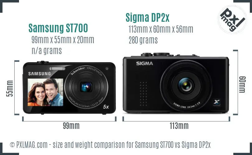 Samsung ST700 vs Sigma DP2x size comparison