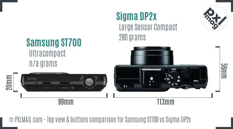 Samsung ST700 vs Sigma DP2x top view buttons comparison