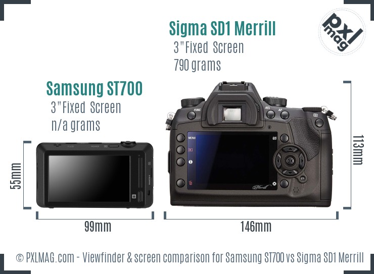 Samsung ST700 vs Sigma SD1 Merrill Screen and Viewfinder comparison
