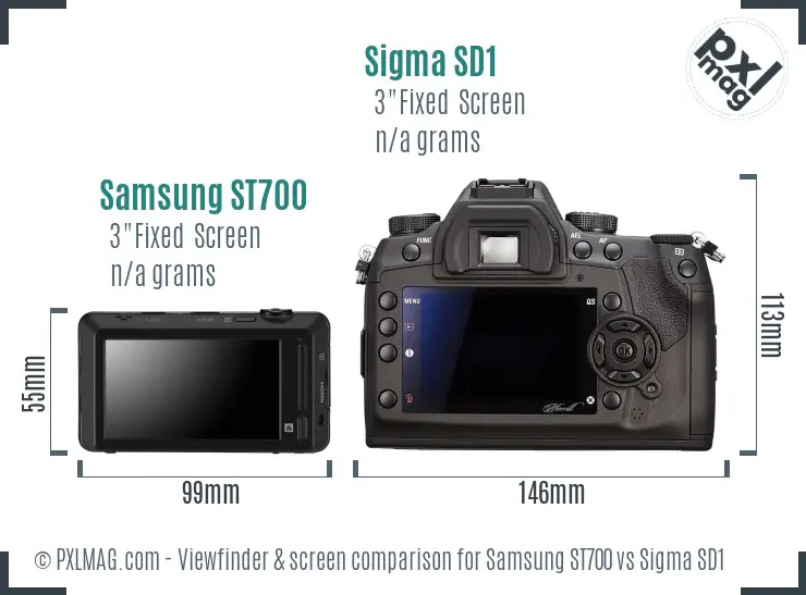 Samsung ST700 vs Sigma SD1 Screen and Viewfinder comparison