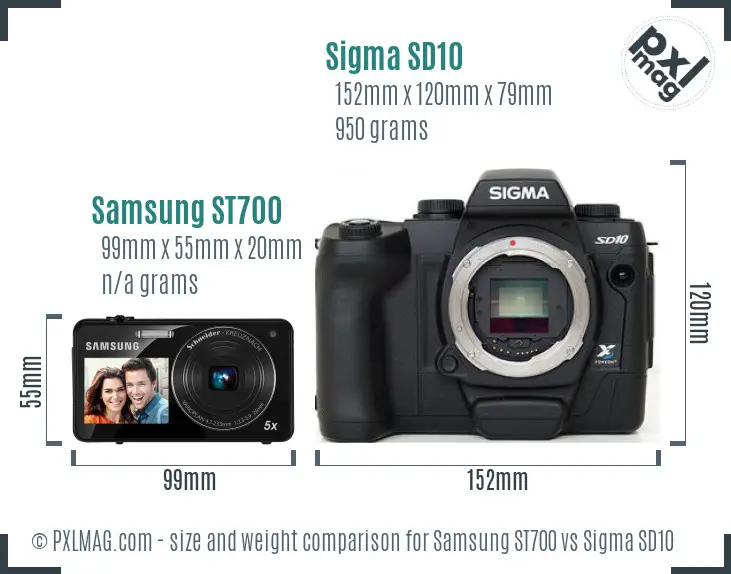 Samsung ST700 vs Sigma SD10 size comparison