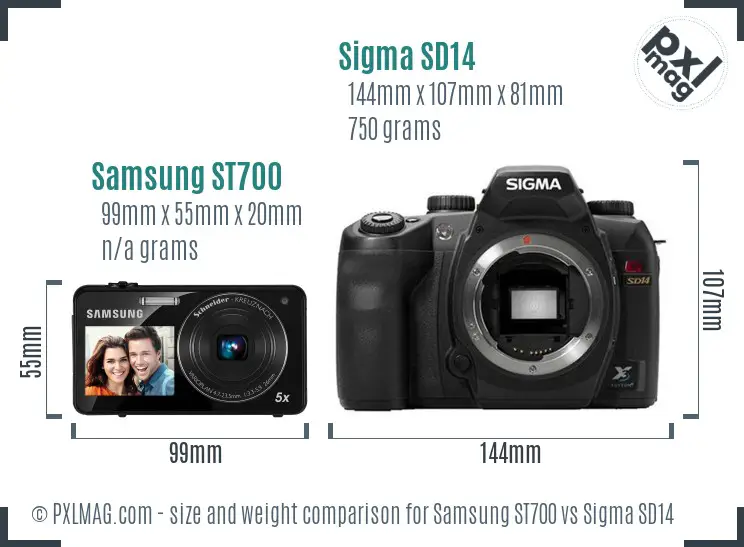 Samsung ST700 vs Sigma SD14 size comparison