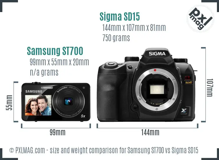 Samsung ST700 vs Sigma SD15 size comparison
